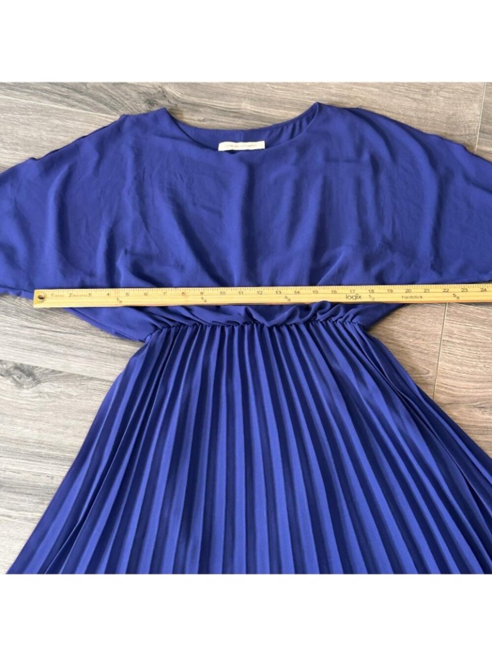 Diane Von Furstenberg Dress Womens S Blue Pleated Blouson Cold Shoulder Midi - Picture 6 of 11